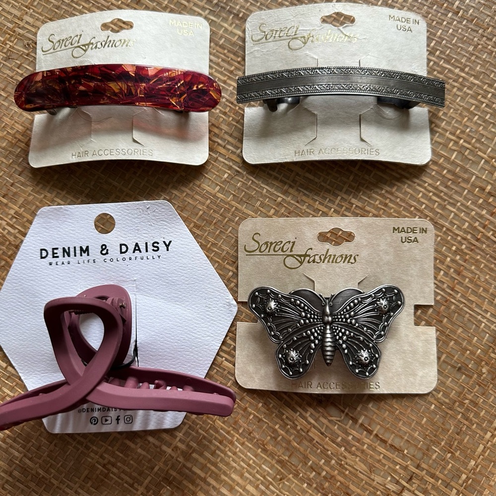Bundle of 7 barrettes and hair claws barrettes Made in France